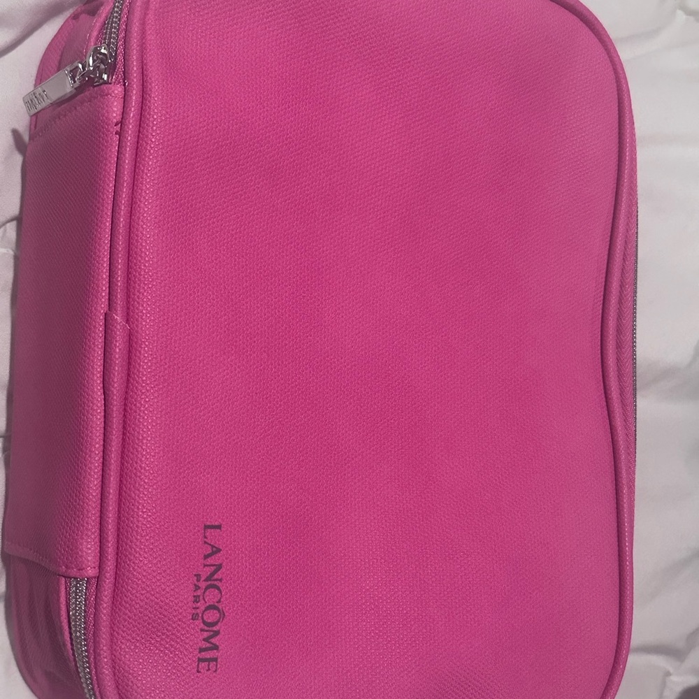 Lancome Pink Cosmetic Bag with Zipper Closure
